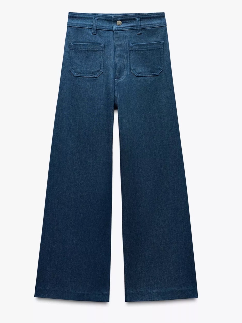 Zara High Waist Wide Leg Front Pocket Jean “Indigo” (Size 14) 32